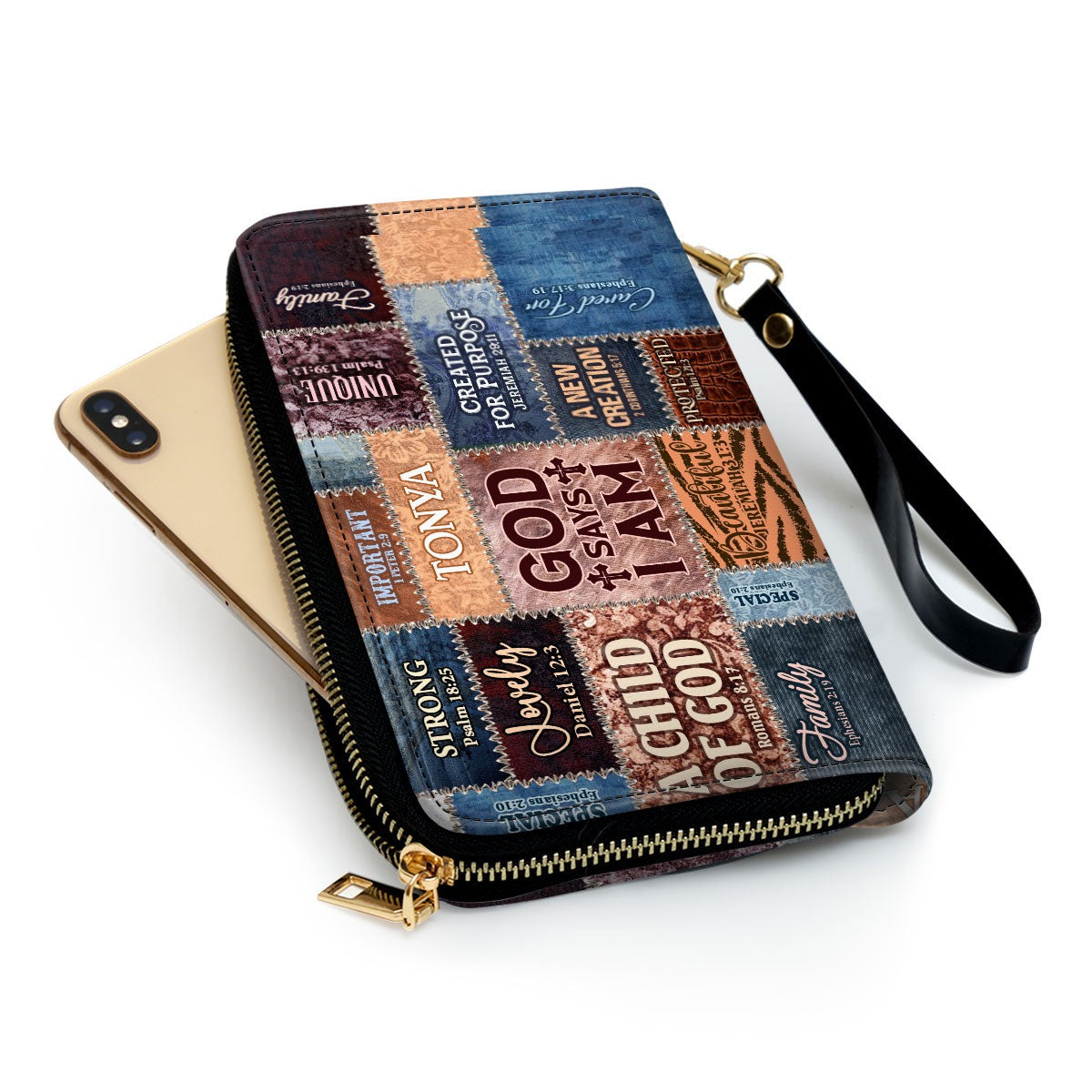 Personalized Christian Leather Handbag, God Says I Am Patchwork Scripture Handbag, Custom Name Religious Gift for Women BLAF22